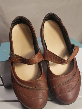 Apex Brown Mary Jane Leather-Style Comfort Flats - 10.5
